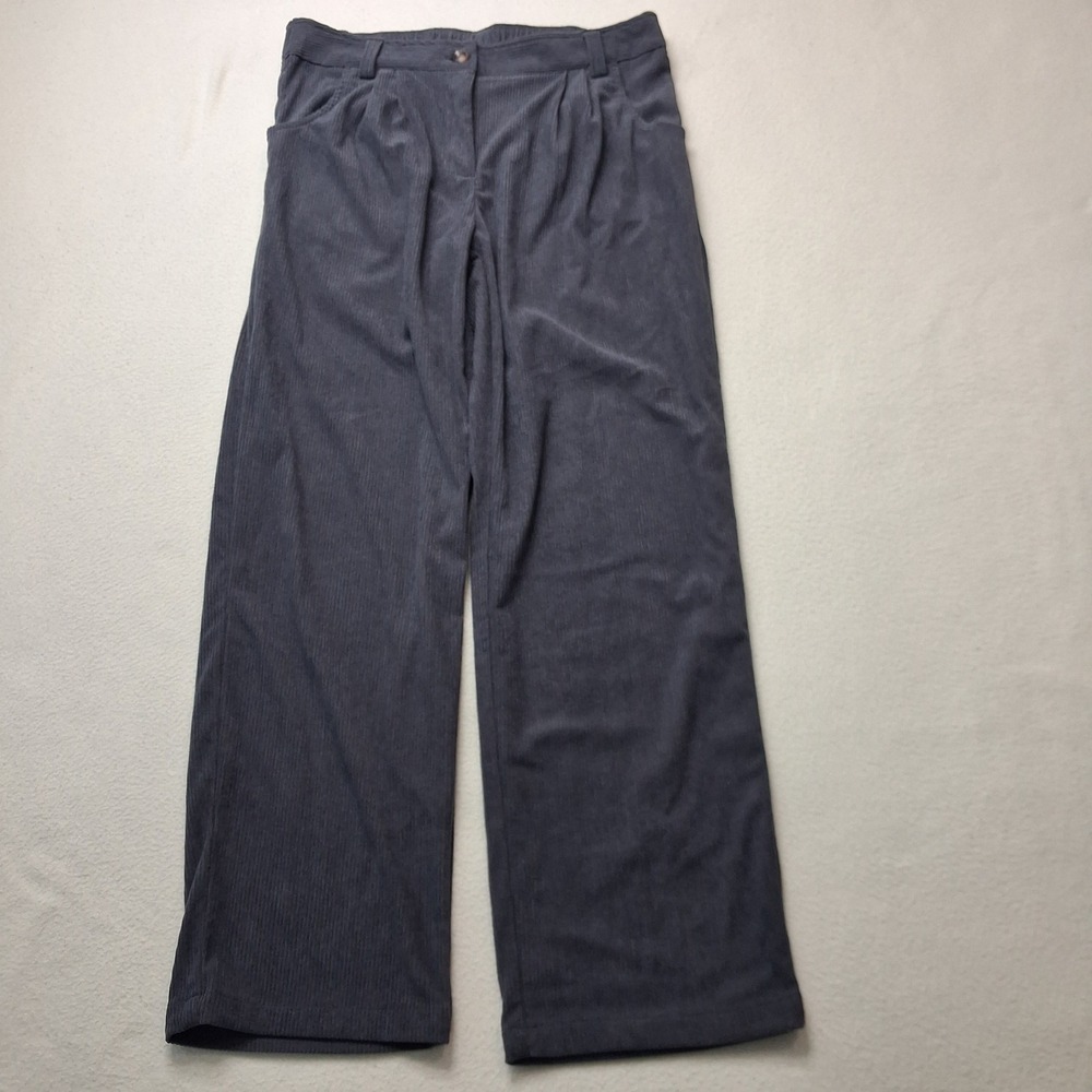 Halara AuraCord High Waisted Wide Leg Corduroy Pants Gray Pleated SZ L Tall  NEW
